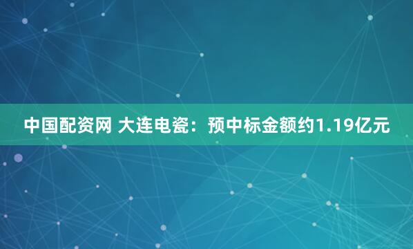 中国配资网 大连电瓷：预中标金额约1.19亿元